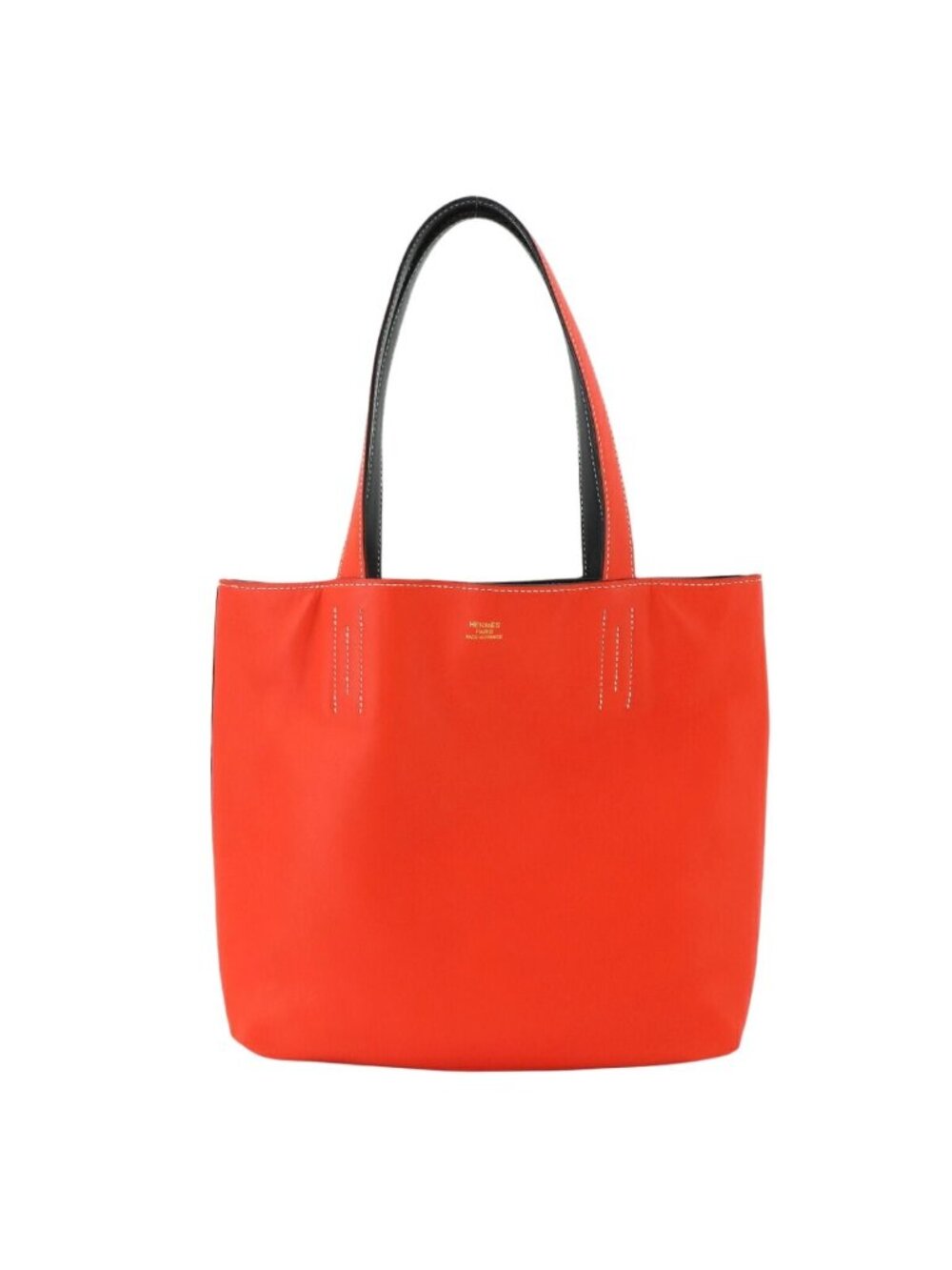 Hermes Double Sens 28 Reversible Tote Bag Sikkim Orange Black